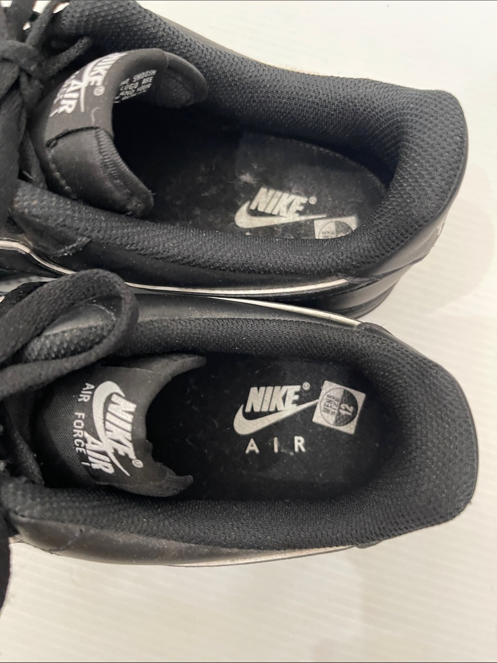 NIKE AIR FORCE 1 07 BLACK WHITE LEATHER SNEAKERS MENS SIZE 12 - Picture 7 of 14